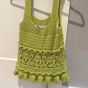 Zara sleeveless knit tank with crochet detailing